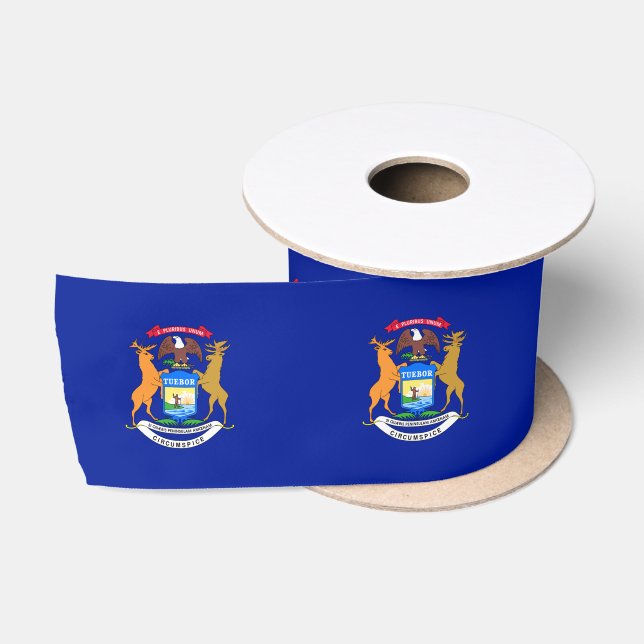 Michigan flag satin ribbon (Spool)