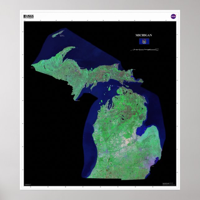 Michigan From Space Poster (Front)
