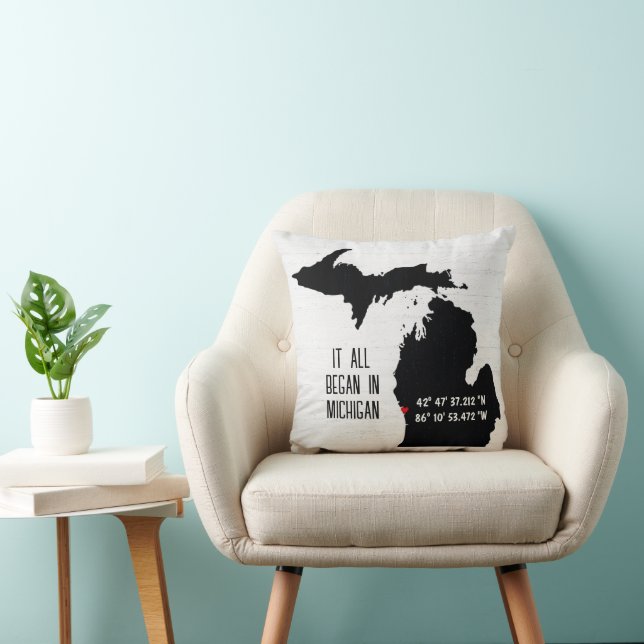 Michigan GPS Coordinates Cushion (Chair)