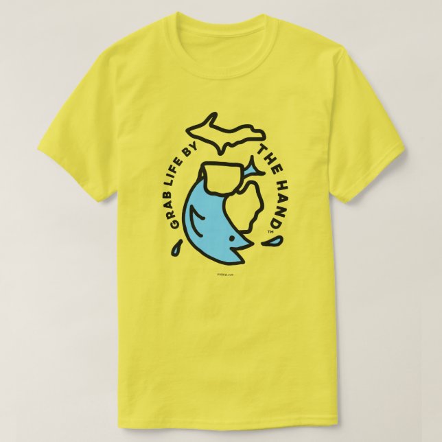 Michigan - Grab Life by the Hand™ Fish T-Shirt (Design Front)