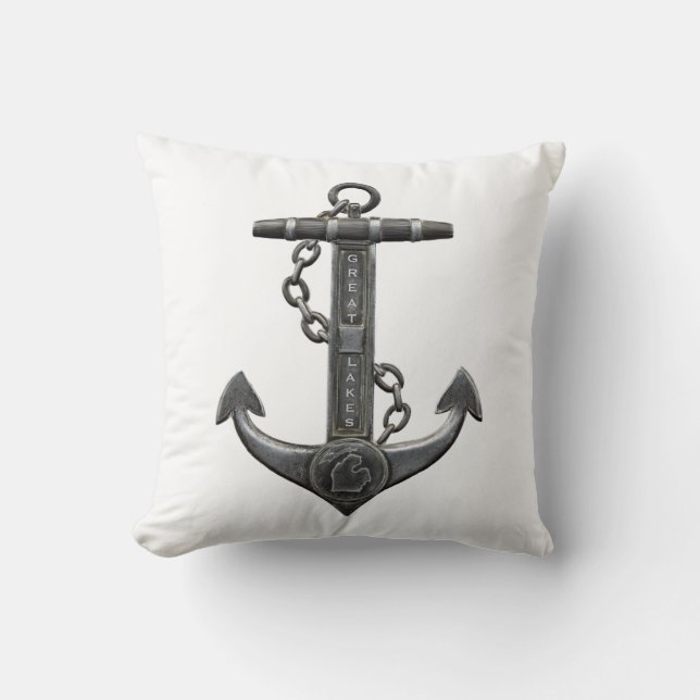 Michigan Great Lakes nautical anchor  Cushion (Front)