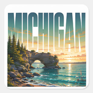 Michigan Great Lakes Scenic Coastal Escape Square Sticker
