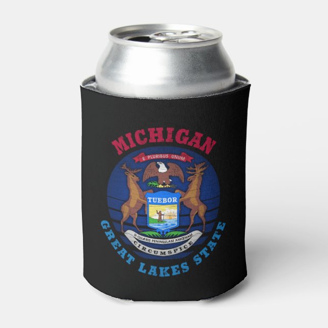 MICHIGAN GREAT LAKES STATE FLAG  CAN COOLER (Can Front)