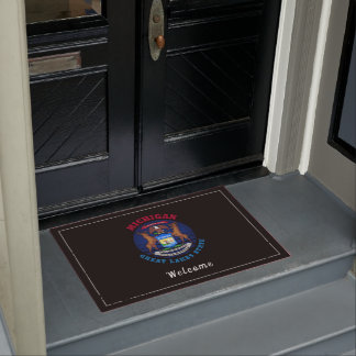 MICHIGAN GREAT LAKES STATE FLAG DOORMAT