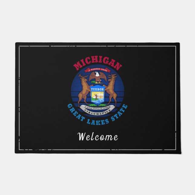 MICHIGAN GREAT LAKES STATE FLAG DOORMAT (Front)