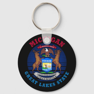MICHIGAN GREAT LAKES STATE FLAG KEY RING