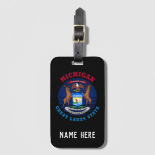 MICHIGAN GREAT LAKES STATE FLAG LUGGAGE TAG
