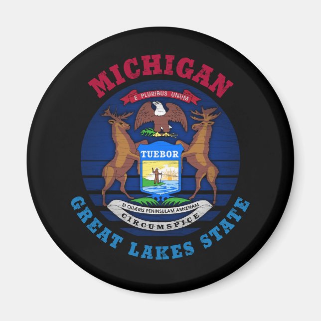 MICHIGAN GREAT LAKES STATE FLAG MAGNET (Front)