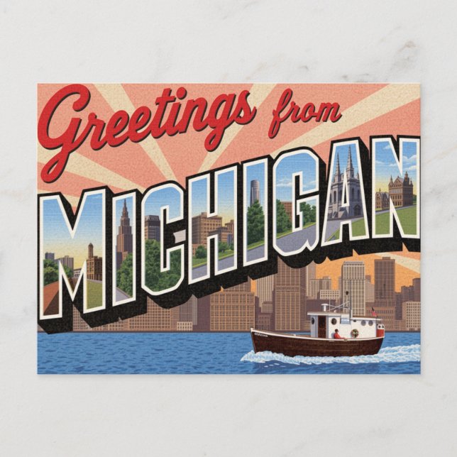 Michigan Greetings Large Postcard (Front)