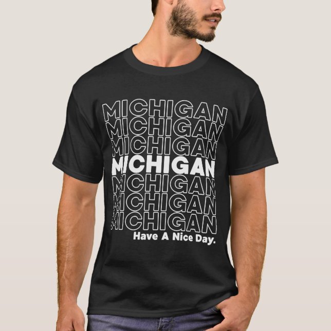 Michigan Grocery Bag Thank You  State T-Shirt (Front)