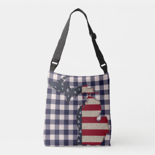 Michigan Grunge Americana Patriotic Crossbody Bag