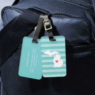 Michigan Heart   Home State Luggage Tag