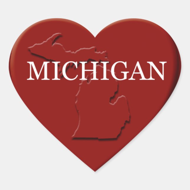 Michigan Heart Map Design Sticker (Front)