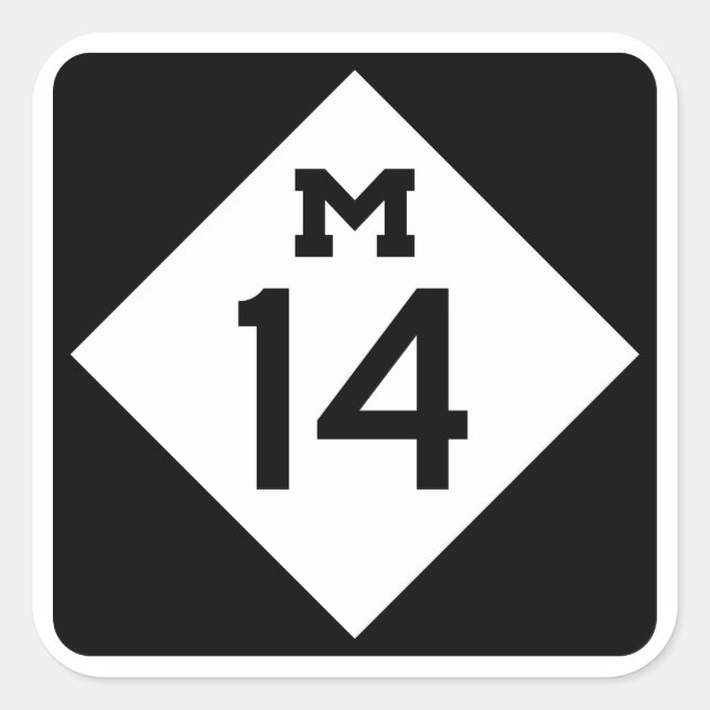 Michigan Highway M-14 Sign Square Sticker (Front)