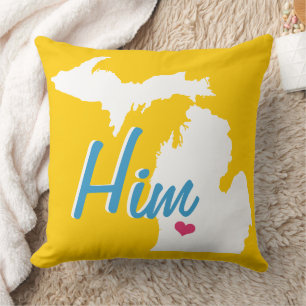 Michigan Him State Groom's Any Colour Pillow
