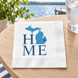 Michigan Home Blue and Navy Custom City Heart Napkin