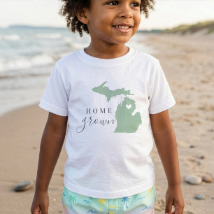 Michigan Home Grown Editable Colours State Map Baby T-Shirt