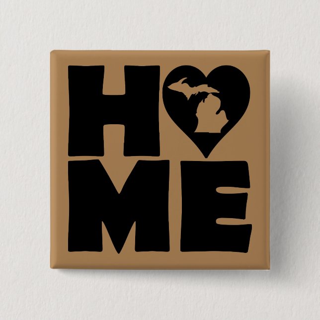 Michigan Home Heart State Button Badge Pin (Front)