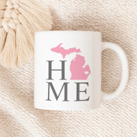 Michigan Home Pink and Grey State Heart