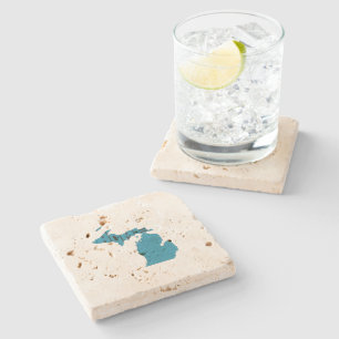 Michigan Home State Stone Coaster