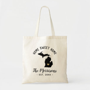 Michigan Home Sweet Home Family Monogram Tote Bag