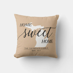 Michigan Home Sweet Home Family Name Cushion