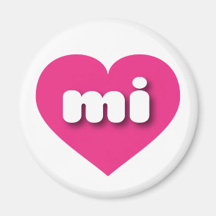 Michigan hot pink heart - I love mi Magnet