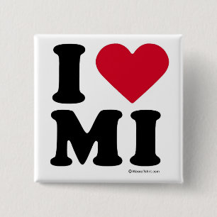 MICHIGAN -"I LOVE MI" / "I LOVE MICHIGAN" / MICHIG 15 CM SQUARE BADGE