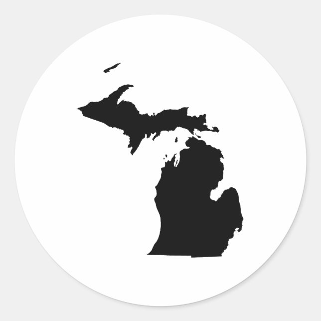 Michigan in Black and White Classic Round Sticker (Front)