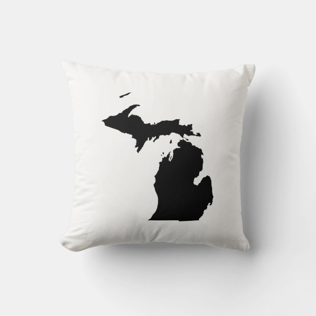 Michigan in Black and White Cushion (Front)