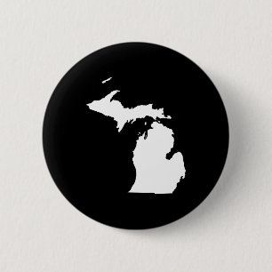 Michigan in White and Black 6 Cm Round Badge