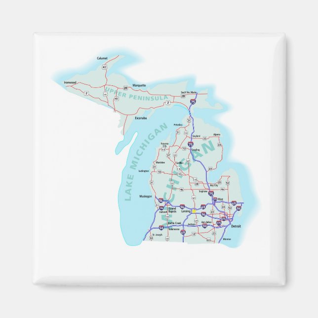 Michigan Interstate Map Magnet (Front)