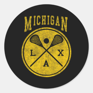 Michigan Lacrosse Vintage Lax Vintage Michigan Lac Classic Round Sticker