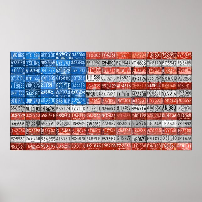 Michigan License Plate Flag Art Poster (Front)