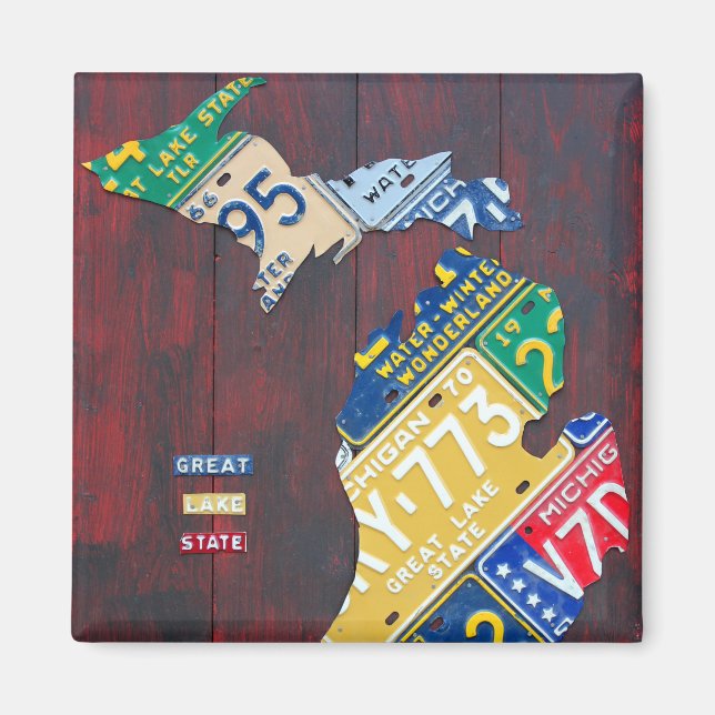 Michigan License Plate Map by Design Turnpike Magnet (Front)