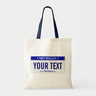 Michigan license plate tote bag