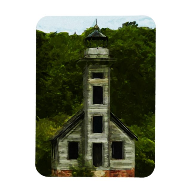 Michigan Lighthouse Abstract Impressionism Magnet (Vertical)