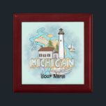Michigan Lighthouse  Gift Box<br><div class="desc">Michigan Lighthouse gift box by ArtMuvz Illustration.Matching watercolor lighthouse t shirt, apparel, nautical clothing, lighthouse collector apparel. Lighthouse gifts are a great way to show someone you care, especially if they love the ocean, the coast, or lighthouses themselves. Lighthouses are iconic symbols of hope, guidance, and safety, and they can...</div>