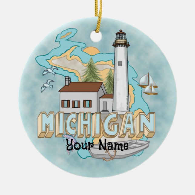Michigan Lighthouse  ornament (Front)