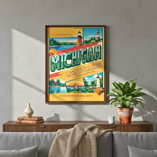 Michigan Lighthouses: Guiding the Way Poster