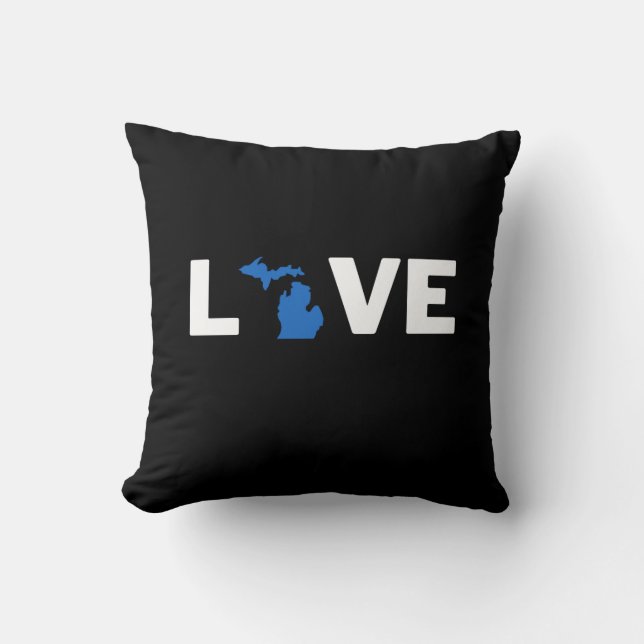 Michigan LOVE decorative pillow (Front)