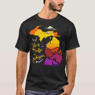 Michigan Lovers Vintage Landscape Silhouette  T-Shirt