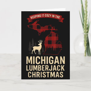 Michigan Lumberjack Xmas Shirt Mi Cozy Plaid Reind Card