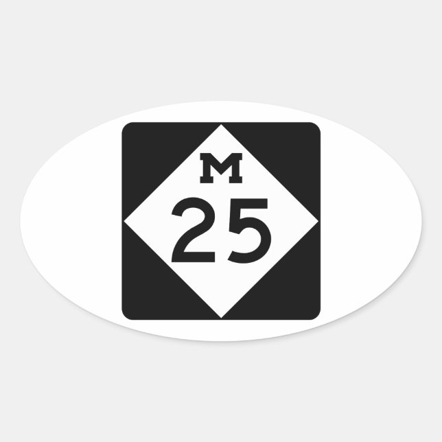 Michigan M-25 Oval Sticker (Front)