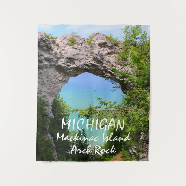 Michigan Mackinac Island Arch Rock Tapestry (Front)