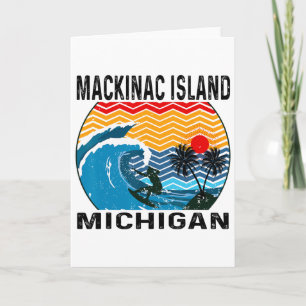 Michigan Mackinac Island Surfboard Surfing Card