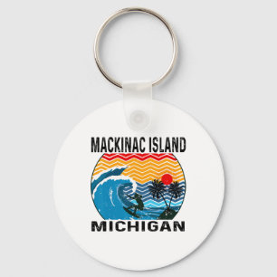 Michigan Mackinac Island Surfboard Surfing Key Ring