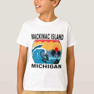 Michigan Mackinac Island Surfboard Surfing T-Shirt