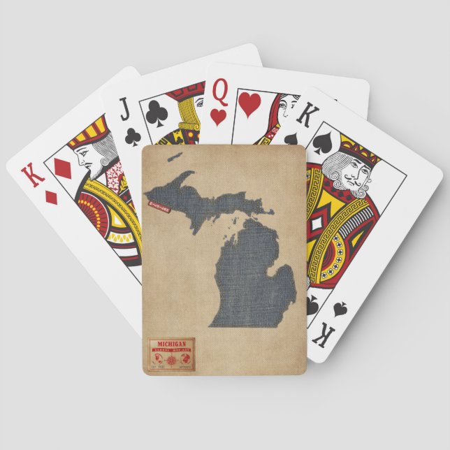 Michigan Map Denim Jeans Style Playing Cards (Back)