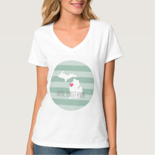 Michigan Map Home State Love with Custom Heart T-Shirt